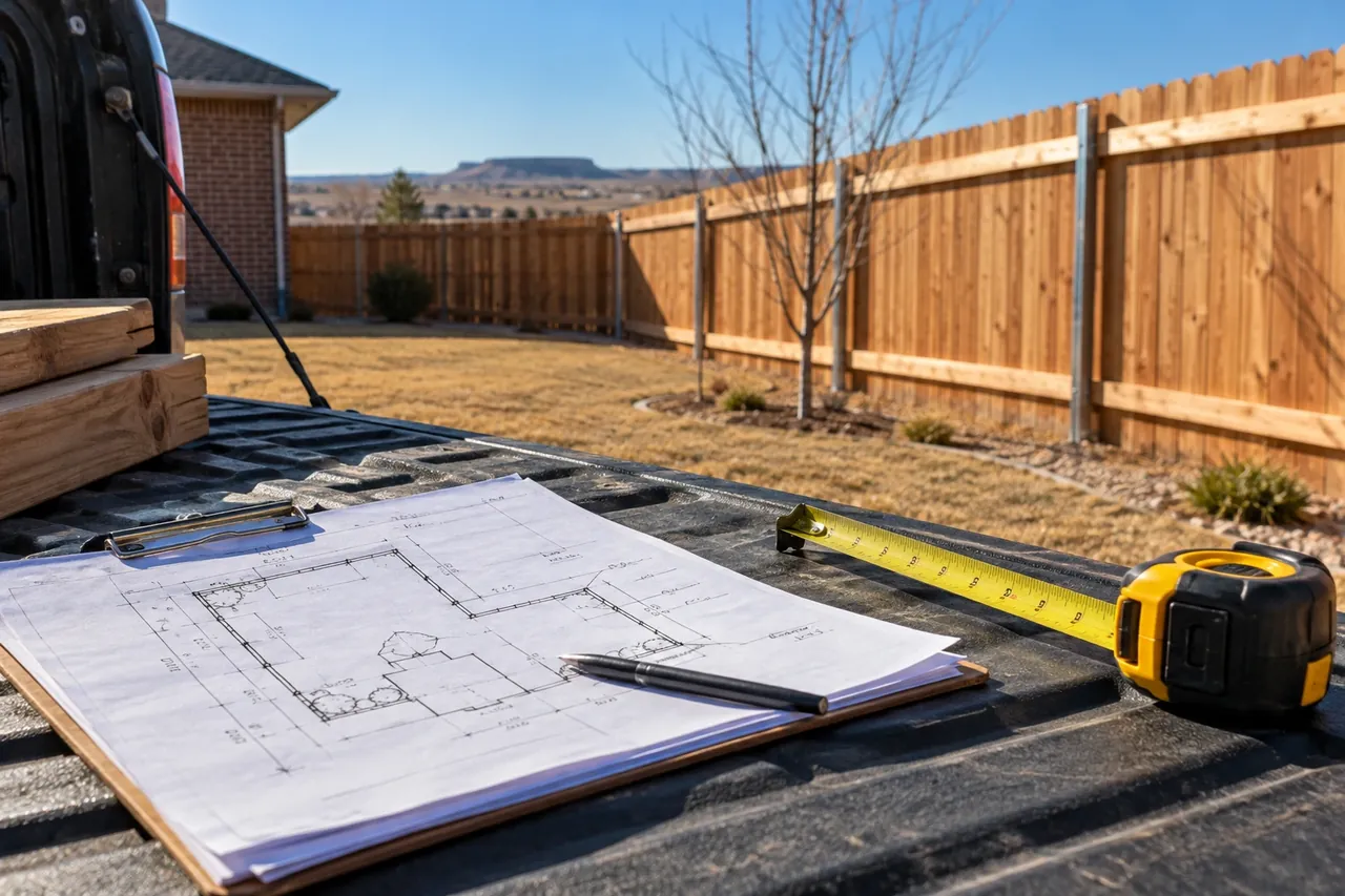 Written fence quote and layout for an Amarillo backyard