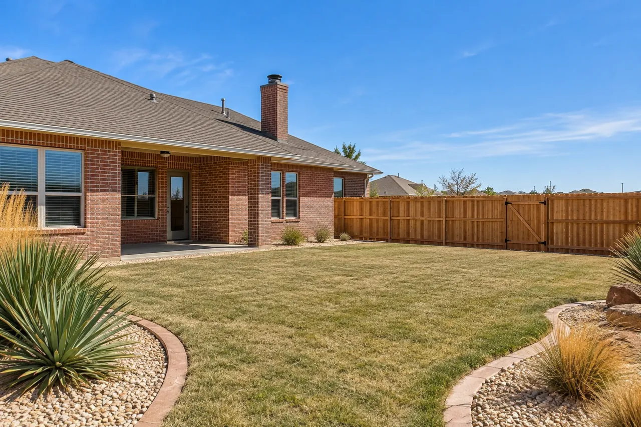 Finished fence replacement in an Amarillo backyard